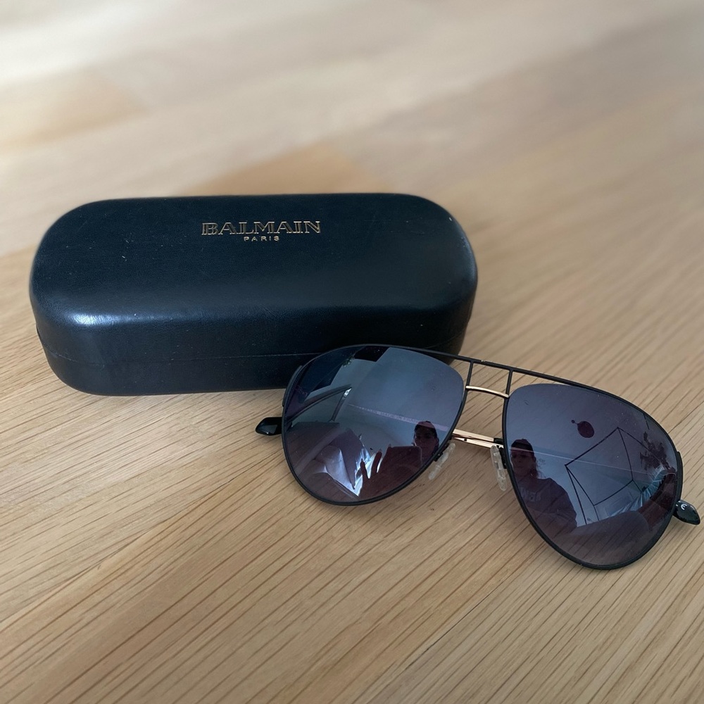 Balmain Paris aviator sunglasses black and gold